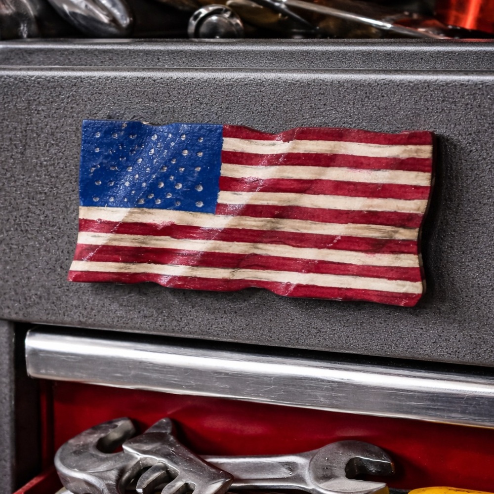 Hand Carved American Flag Magnet – Handmade Patriotic Decor